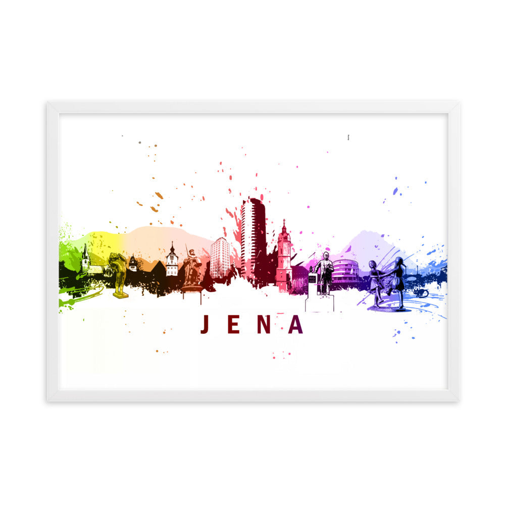 Poster mit Rahmen - Skyline Jena Weiß / 50×70 cm artlia