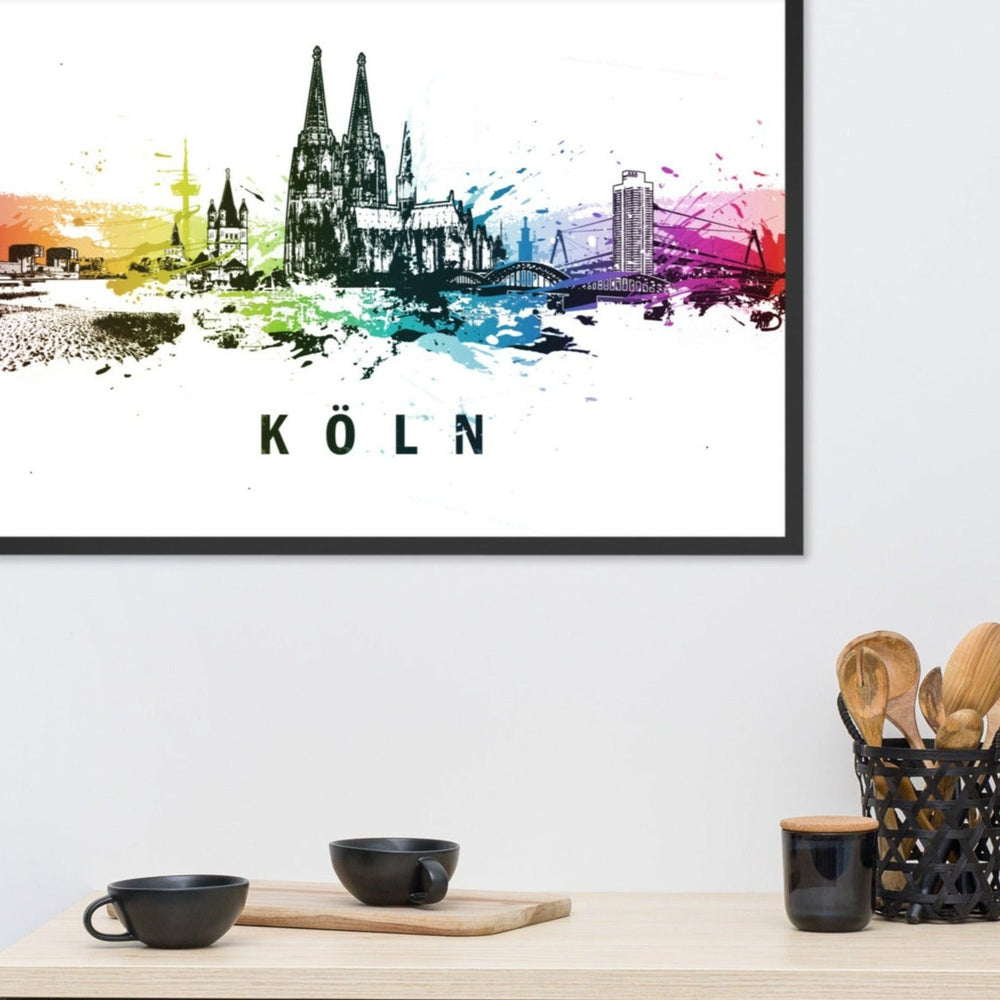 Poster mit Rahmen - Skyline Köln artlia