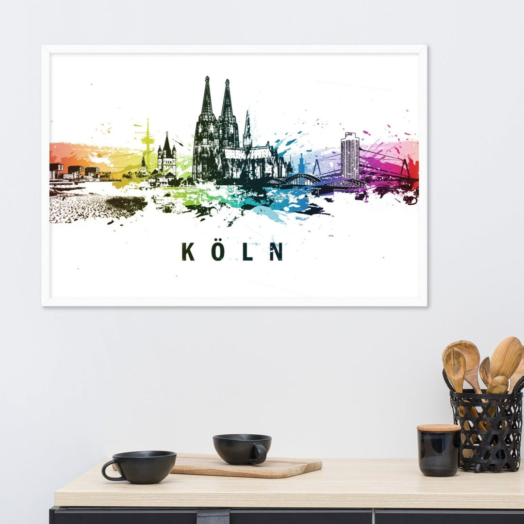 Poster mit Rahmen - Skyline Köln artlia