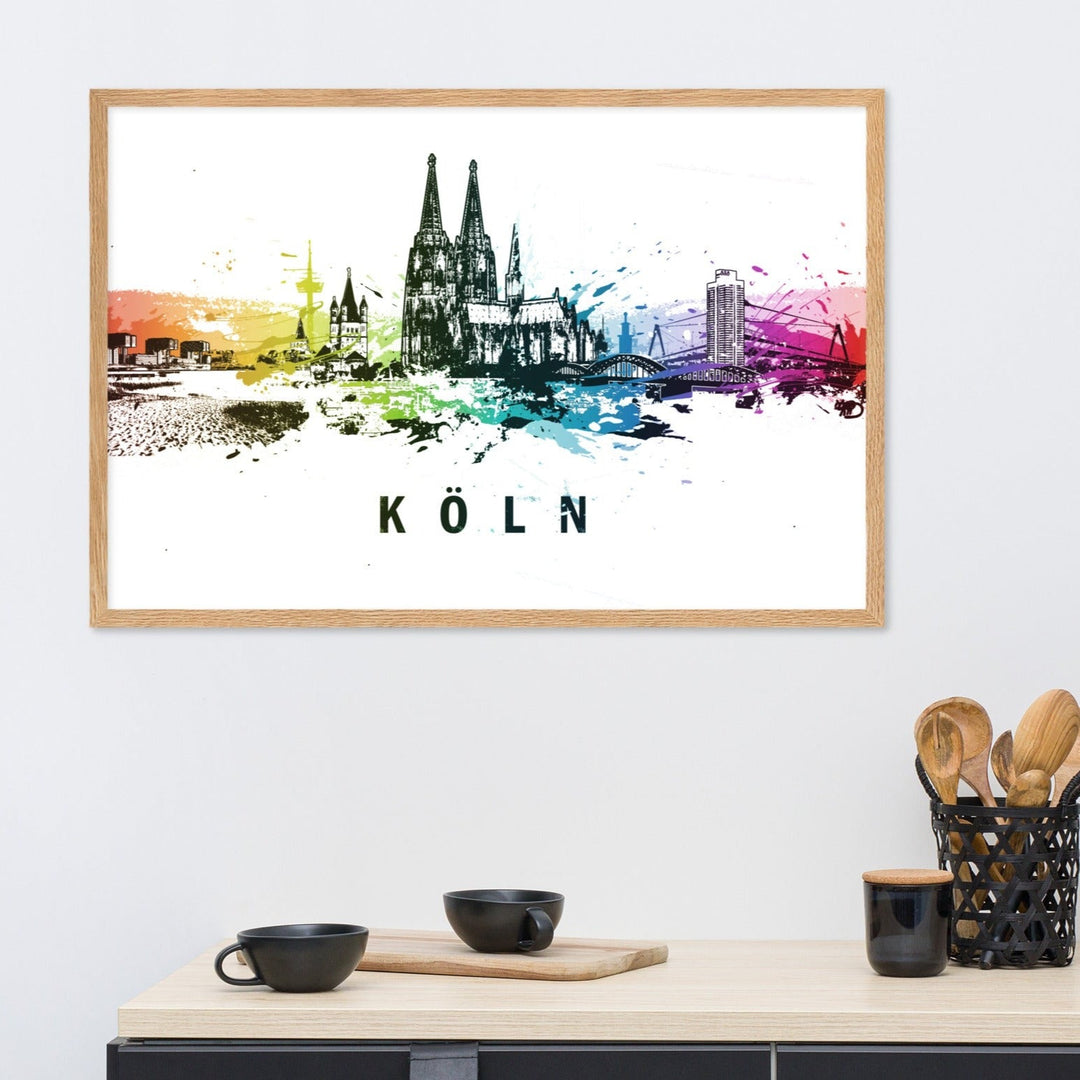 Poster mit Rahmen - Skyline Köln artlia