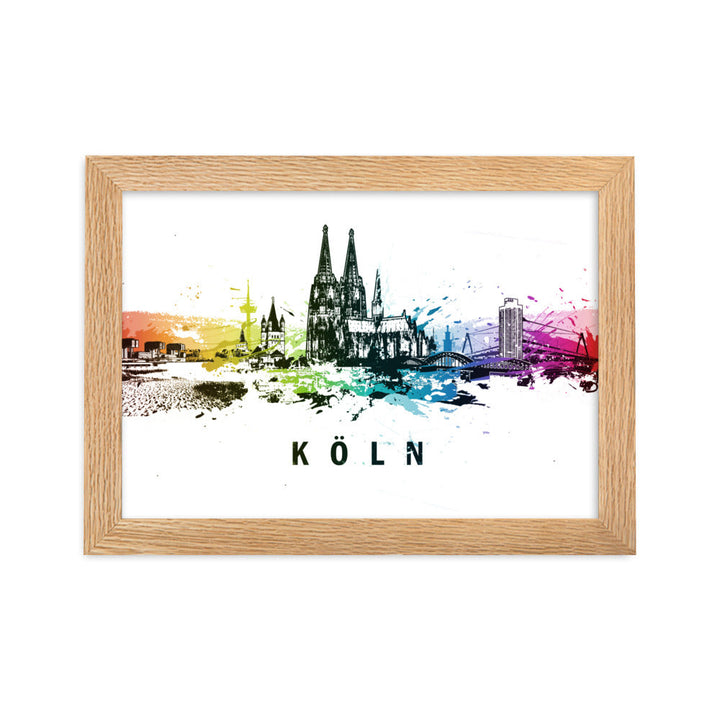 Poster mit Rahmen - Skyline Köln Oak / 21×30 cm artlia