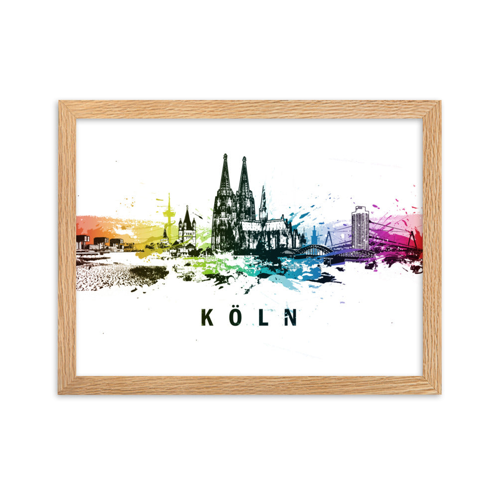 Poster mit Rahmen - Skyline Köln Oak / 30×40 cm artlia