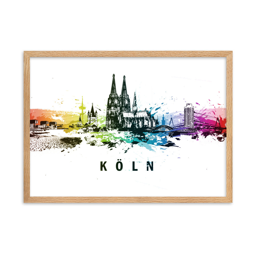 Poster mit Rahmen - Skyline Köln Oak / 50×70 cm artlia