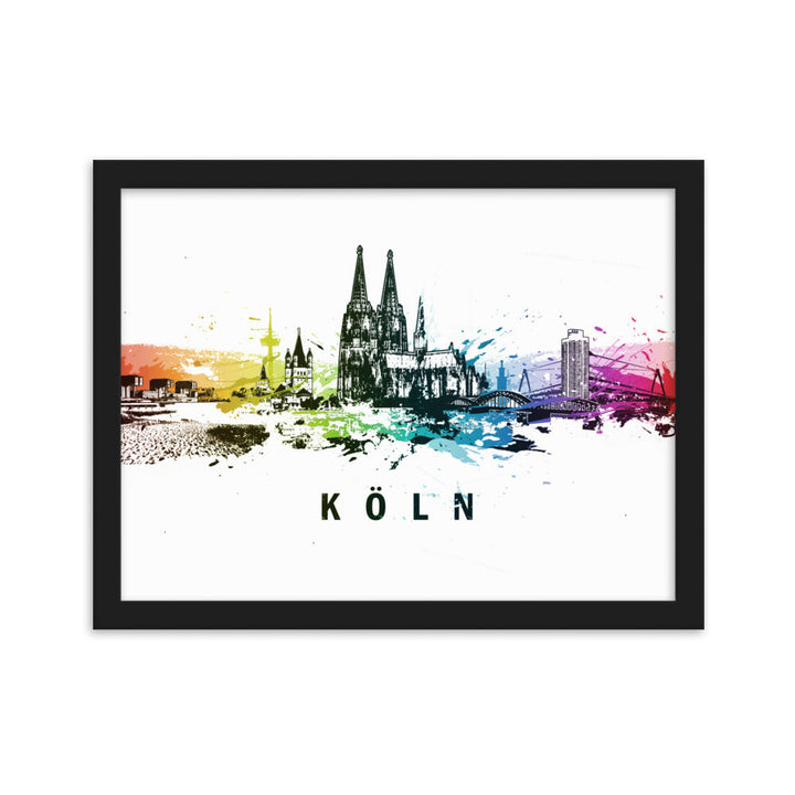 Poster mit Rahmen - Skyline Köln Schwarz / 30×40 cm artlia