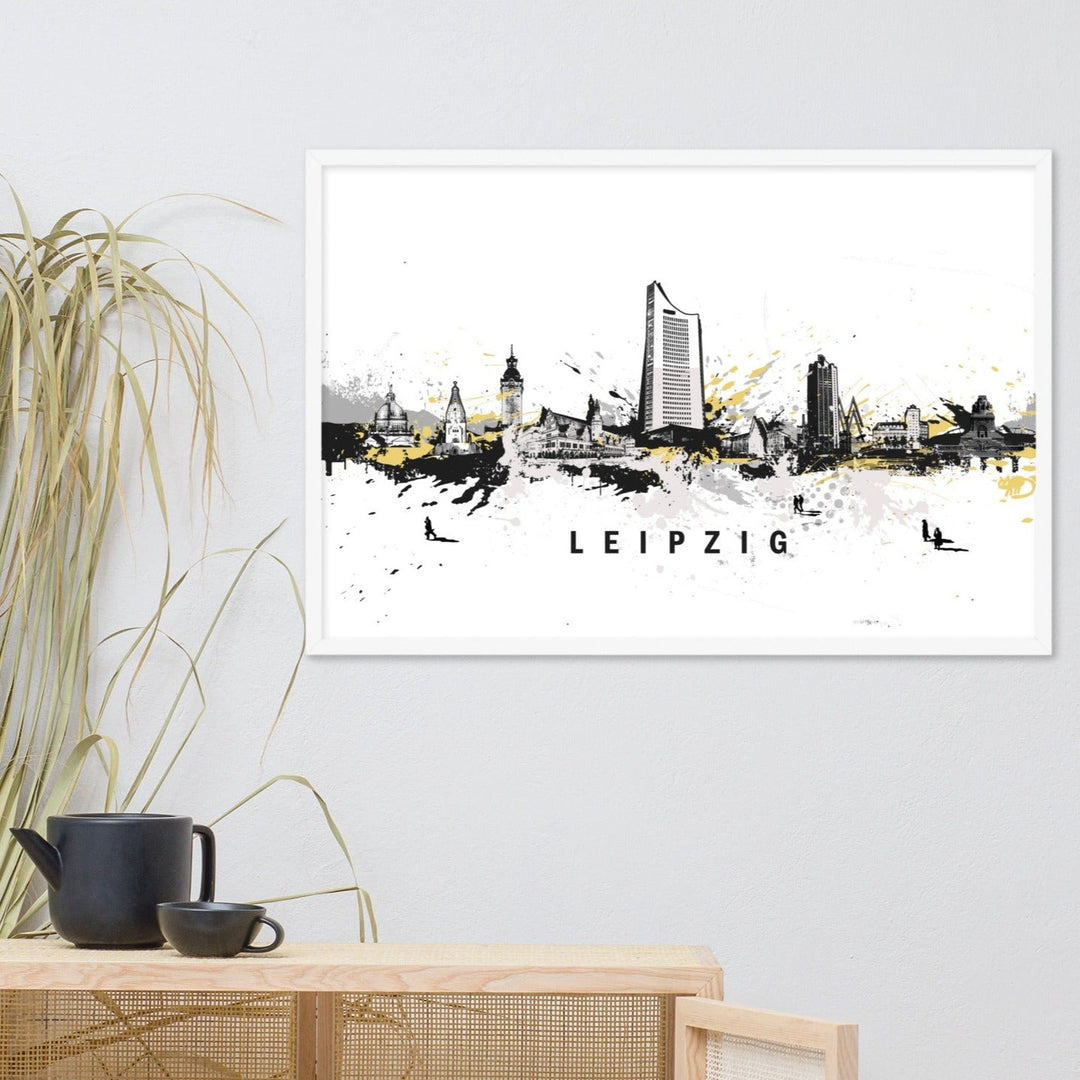 Poster mit Rahmen - Skyline Leipzig artlia