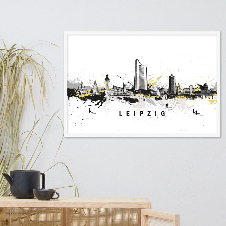 Poster mit Rahmen - Skyline Leipzig artlia