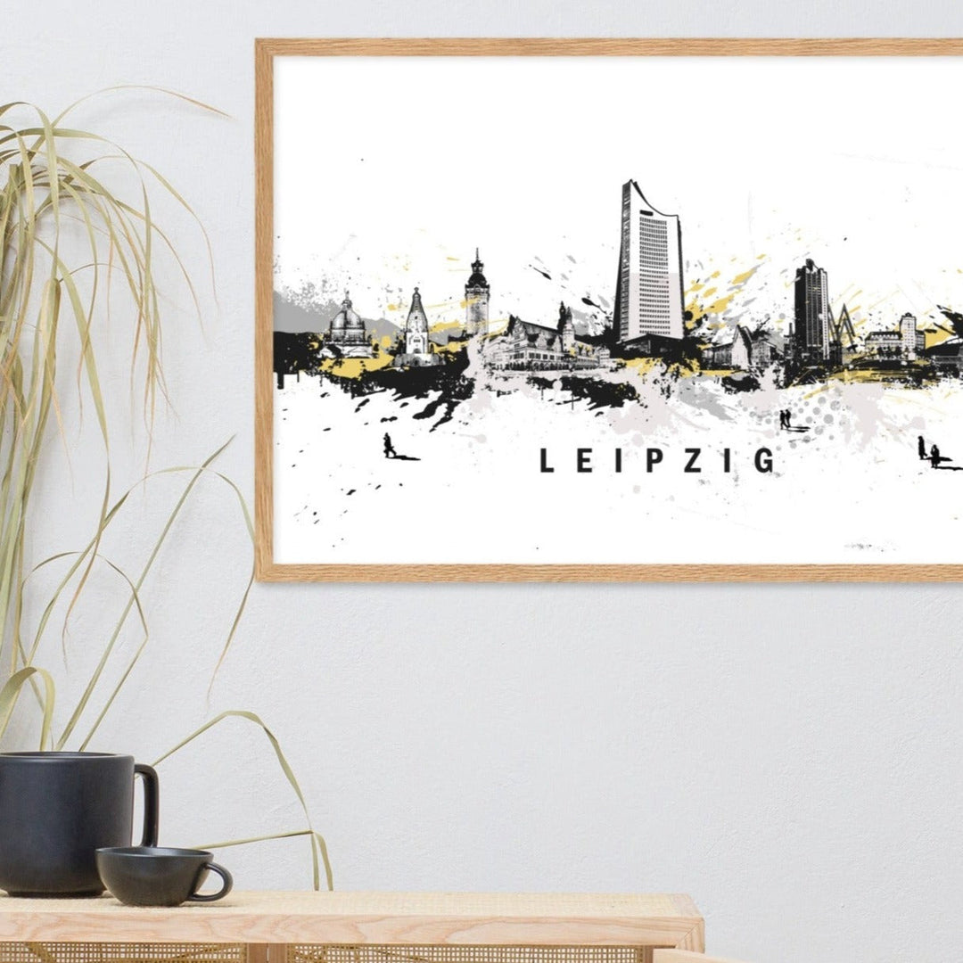 Poster mit Rahmen - Skyline Leipzig artlia