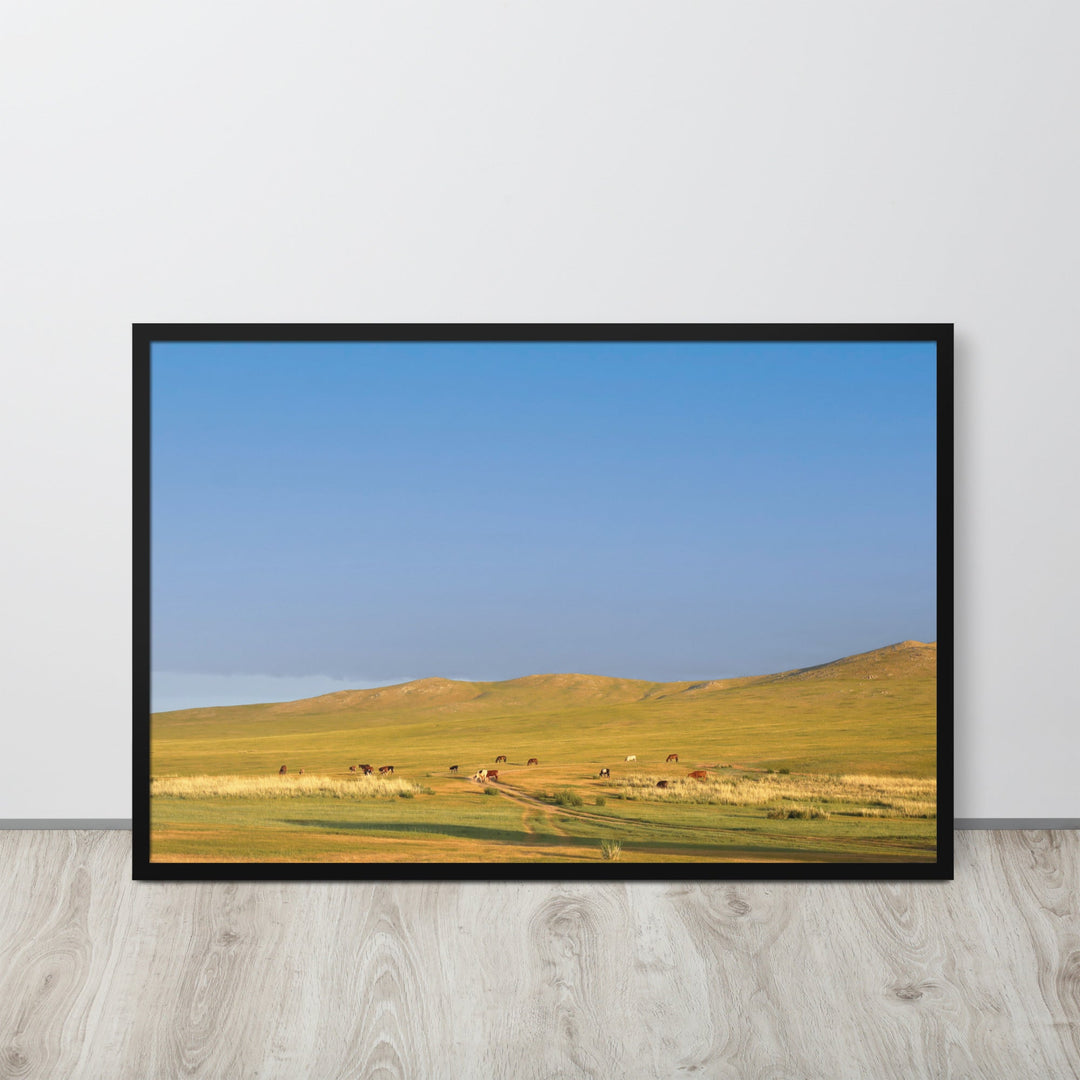 Poster mit Rahmen - Steppe on a calm morning, Mongolia artlia