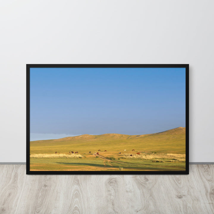 Poster mit Rahmen - Steppe on a calm morning, Mongolia artlia