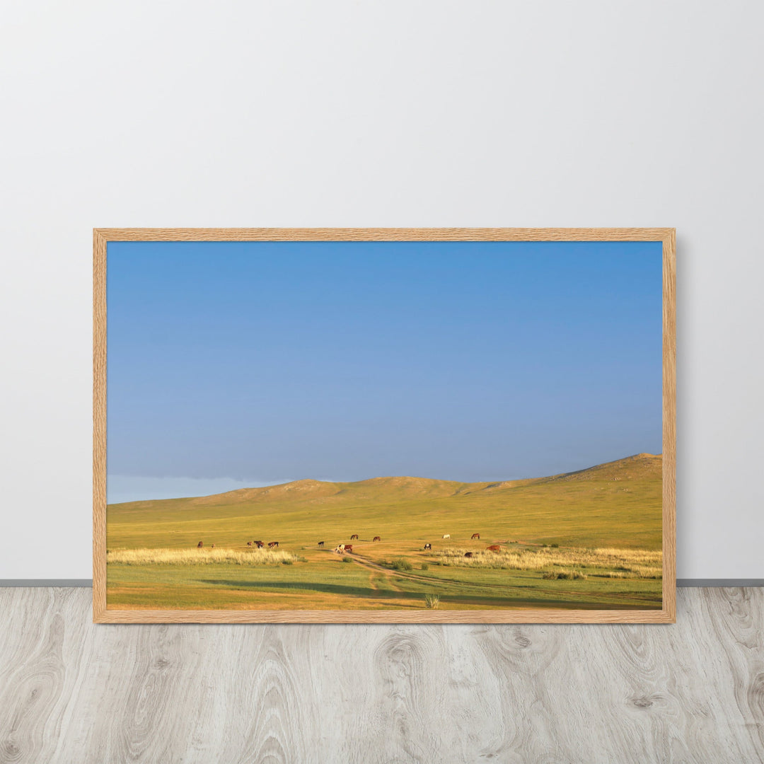 Poster mit Rahmen - Steppe on a calm morning, Mongolia artlia