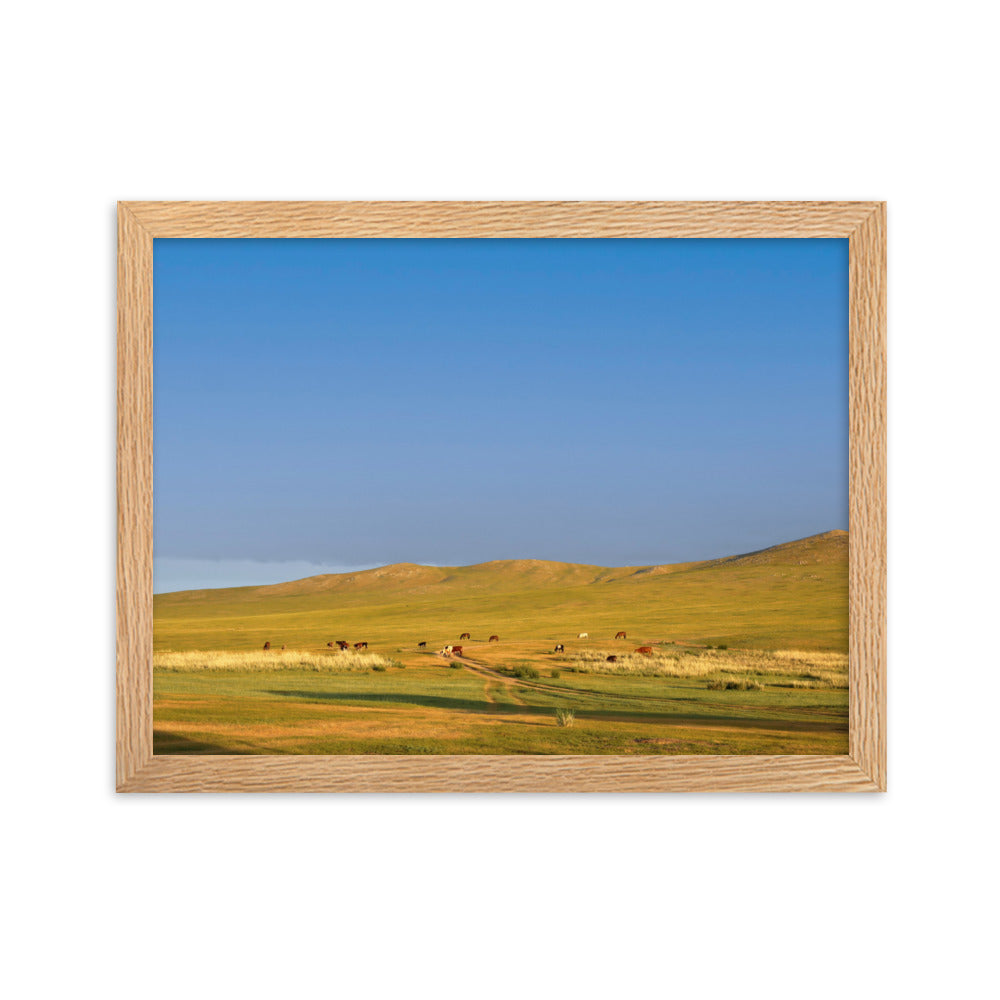 Poster mit Rahmen - Steppe on a calm morning, Mongolia Oak / 30×40 cm artlia
