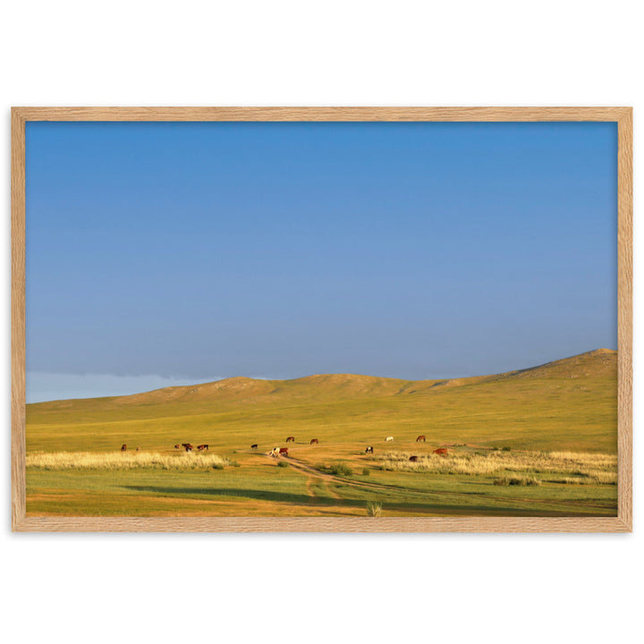 Poster mit Rahmen - Steppe on a calm morning, Mongolia Oak / 61×91 cm artlia
