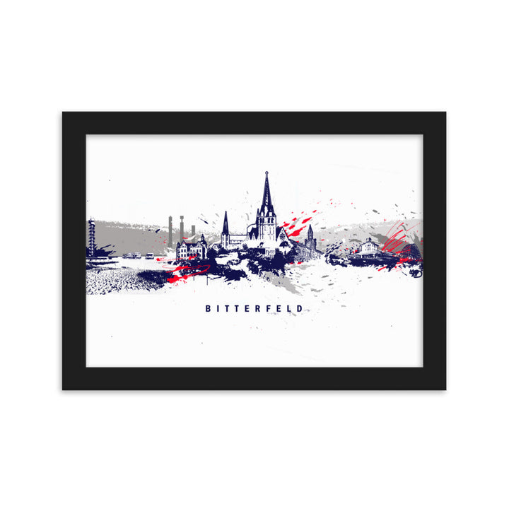 Poster - Skyline Bitterfeld Schwarz / 21×30 cm artlia