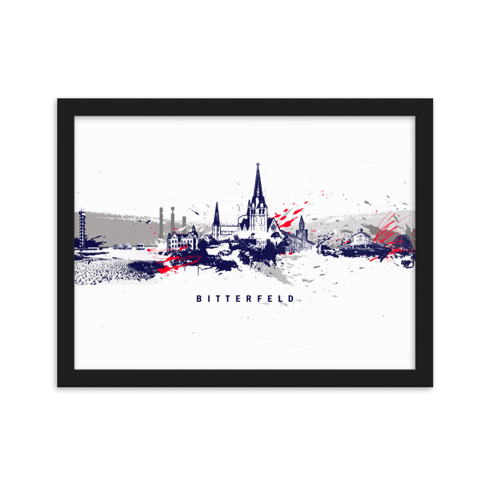 Poster - Skyline Bitterfeld Schwarz / 30×40 cm artlia