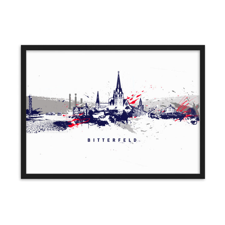 Poster - Skyline Bitterfeld Schwarz / 50×70 cm artlia