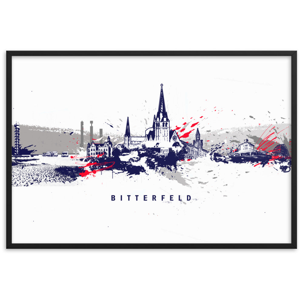 Poster - Skyline Bitterfeld Schwarz / 61×91 cm artlia