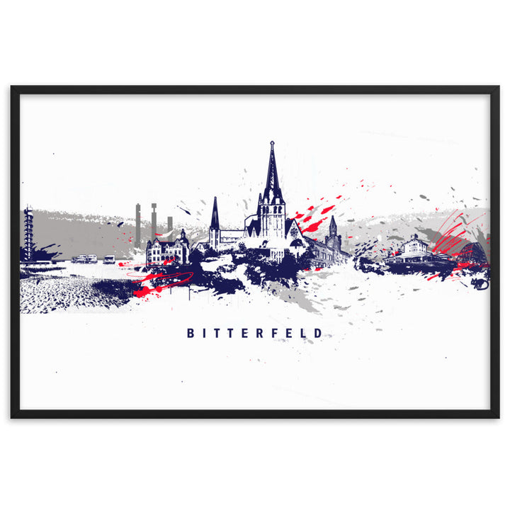 Poster - Skyline Bitterfeld Schwarz / 61×91 cm artlia
