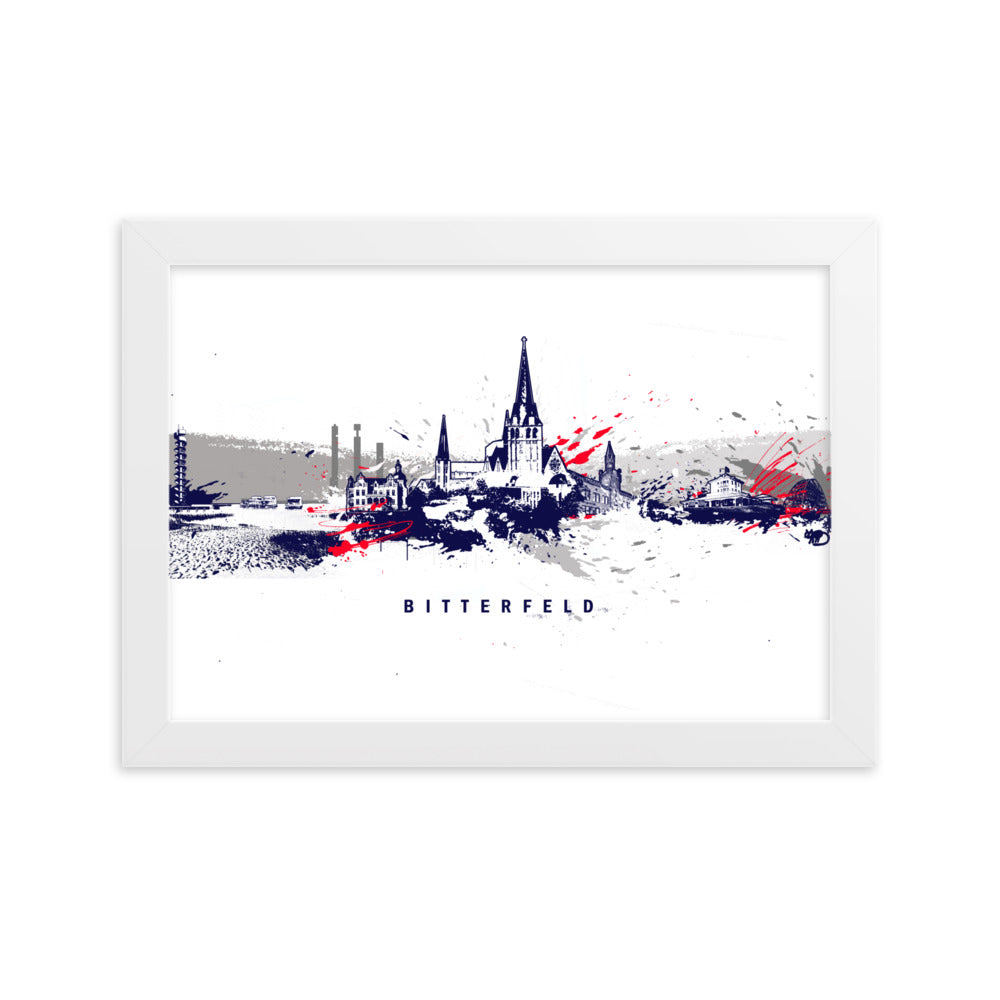 Poster - Skyline Bitterfeld Weiß / 21×30 cm artlia