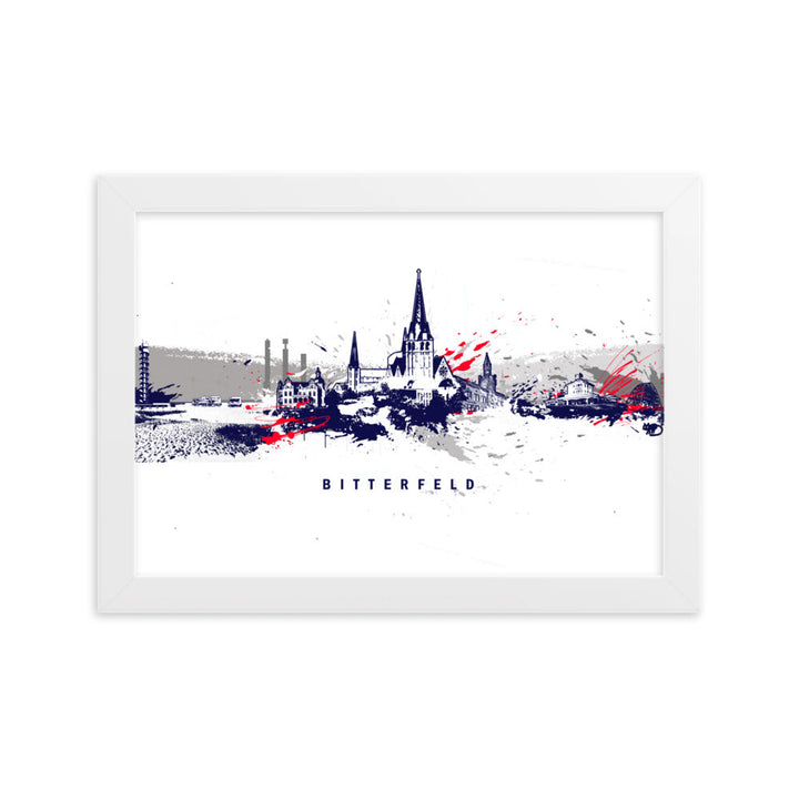 Poster - Skyline Bitterfeld Weiß / 21×30 cm artlia