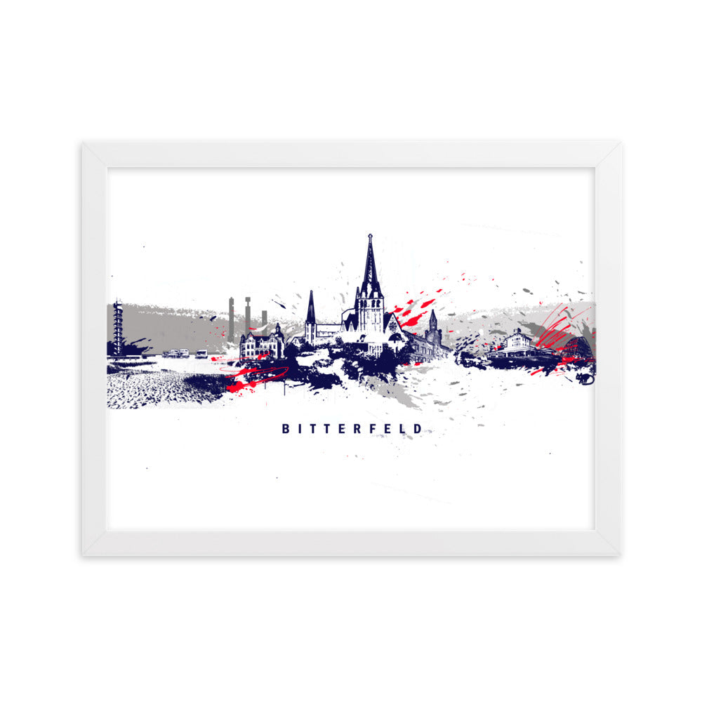 Poster - Skyline Bitterfeld Weiß / 30×40 cm artlia