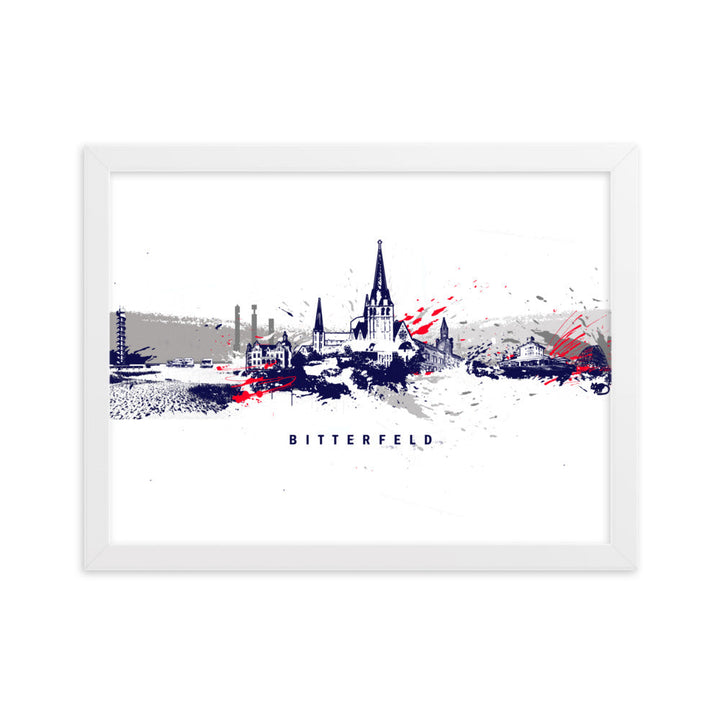 Poster - Skyline Bitterfeld Weiß / 30×40 cm artlia