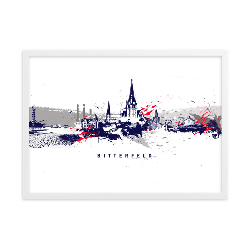 Poster - Skyline Bitterfeld Weiß / 50×70 cm artlia