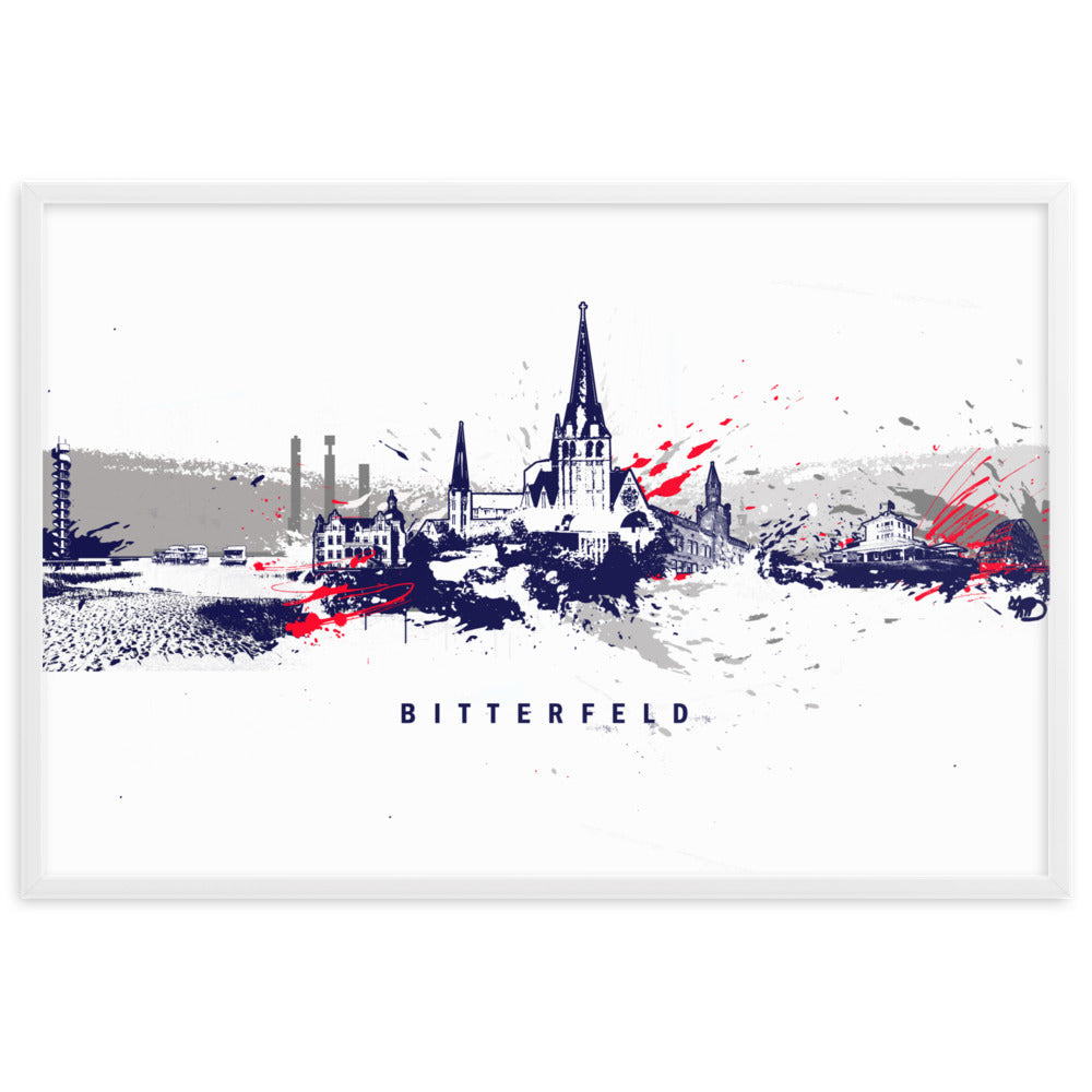 Poster - Skyline Bitterfeld Weiß / 61×91 cm artlia
