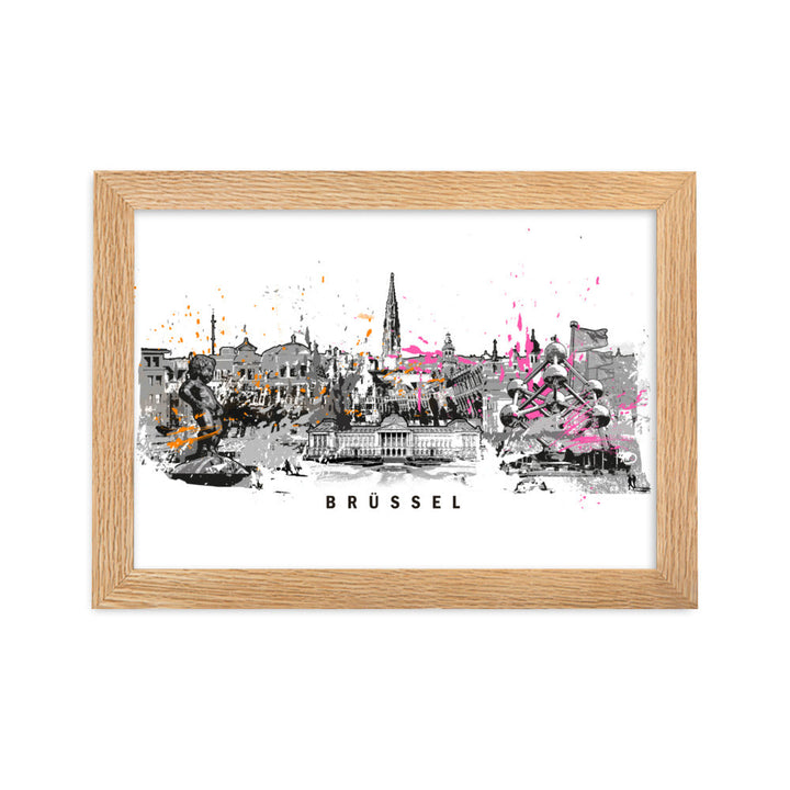 Poster - Skyline Brüssel Oak / 21×30 cm artlia