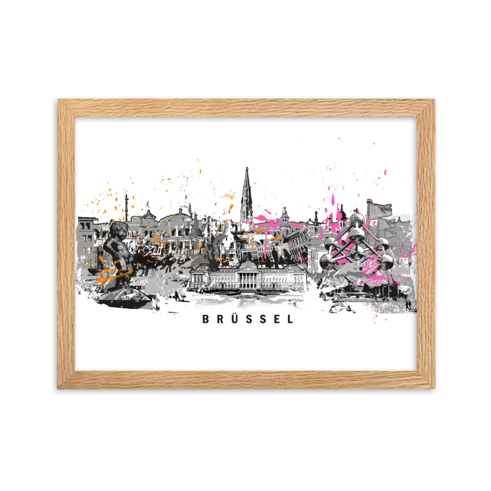 Poster - Skyline Brüssel Oak / 30×40 cm artlia