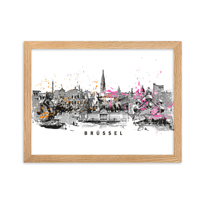 Poster - Skyline Brüssel Oak / 30×40 cm artlia