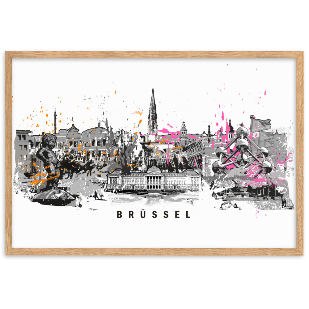 Poster - Skyline Brüssel Oak / 61×91 cm artlia