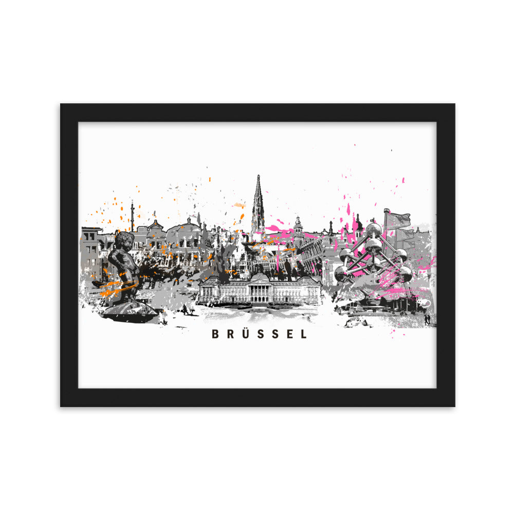 Poster - Skyline Brüssel Schwarz / 30×40 cm artlia