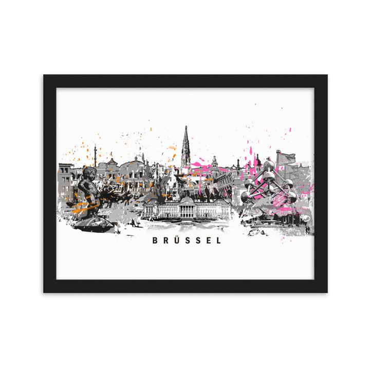 Poster - Skyline Brüssel Schwarz / 30×40 cm artlia