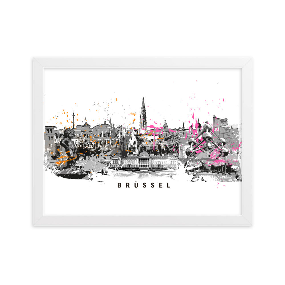 Poster - Skyline Brüssel Weiß / 30×40 cm artlia