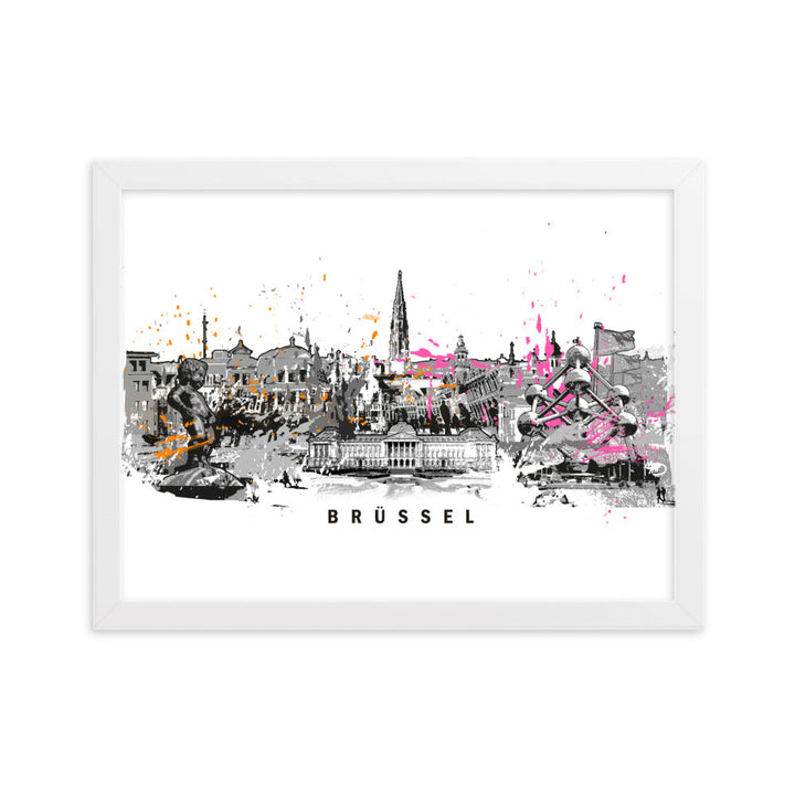 Poster - Skyline Brüssel Weiß / 30×40 cm artlia
