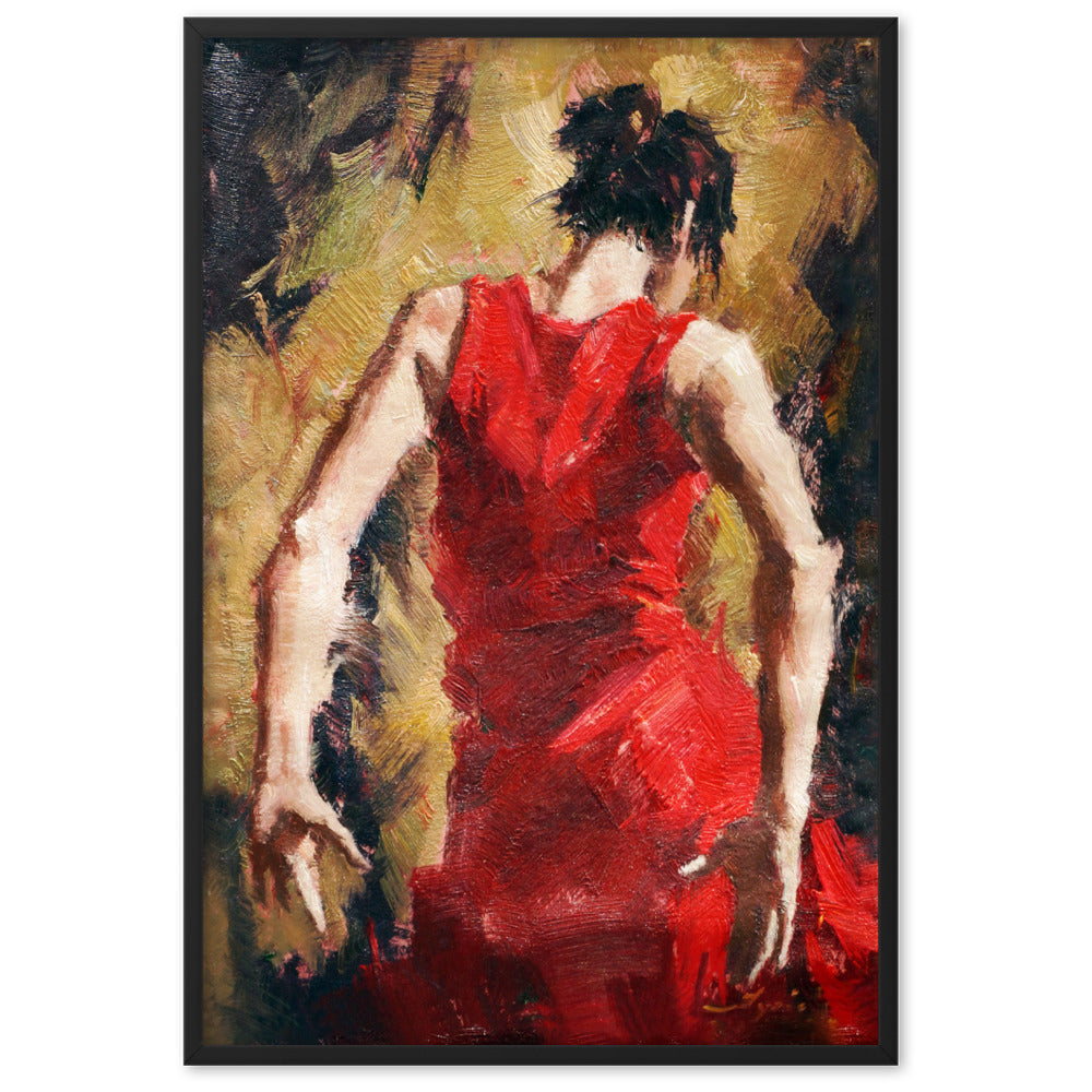 Poster - Tango Woman in Red Dress Schwarz / 61×91 cm artlia