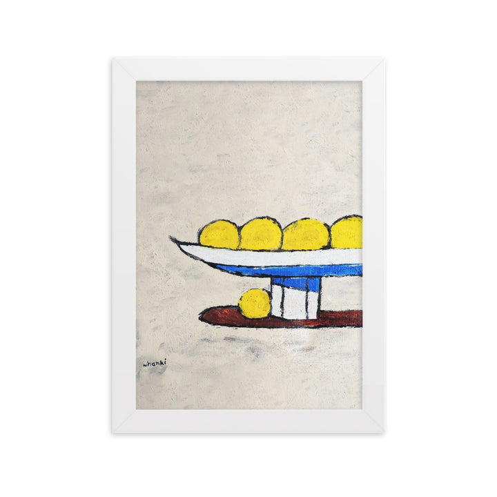 Poster - Whanki Kim, Zitronen auf Tablett Weiß / 21×30 cm artlia