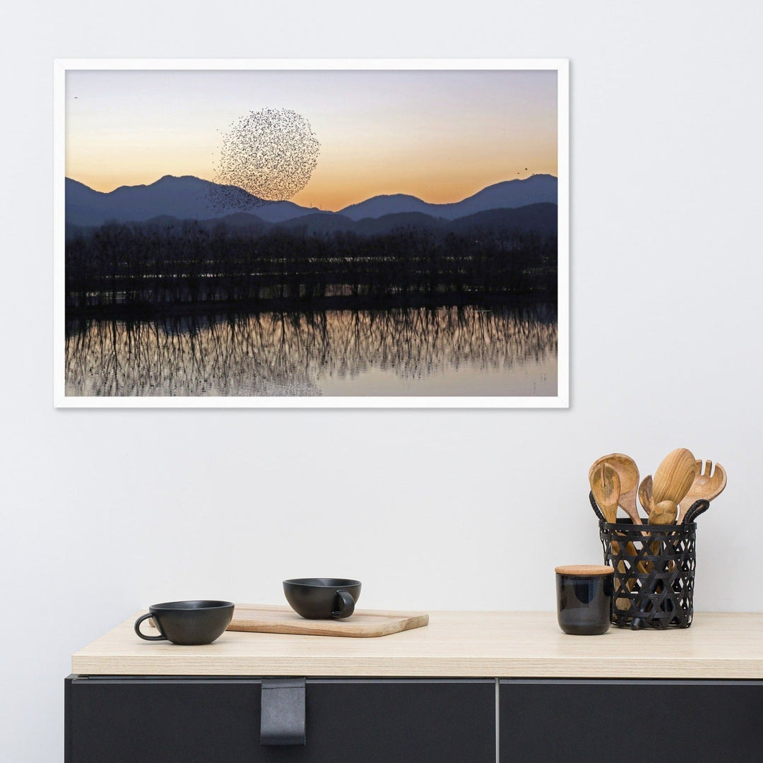 Sonnenuntergang im Junam-Wasserreservoir - Poster im Rahmen artlia