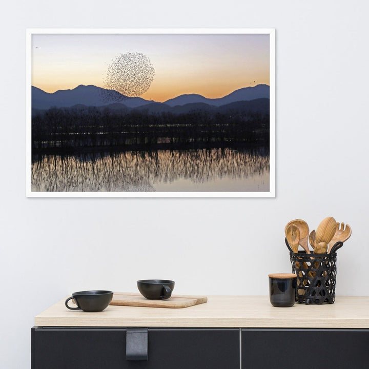 Sonnenuntergang im Junam-Wasserreservoir - Poster im Rahmen artlia