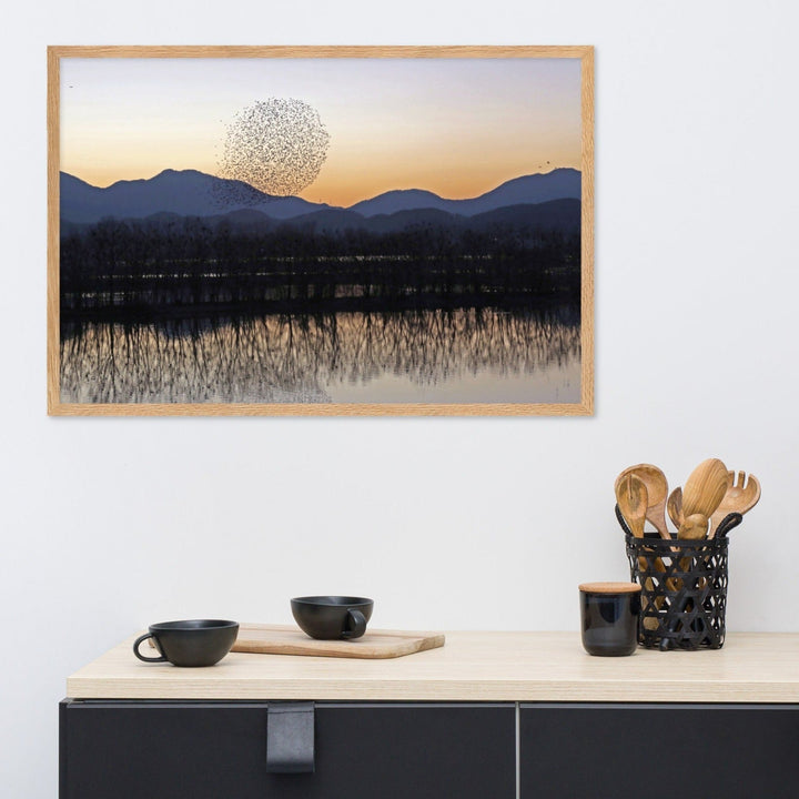 Sonnenuntergang im Junam-Wasserreservoir - Poster im Rahmen artlia