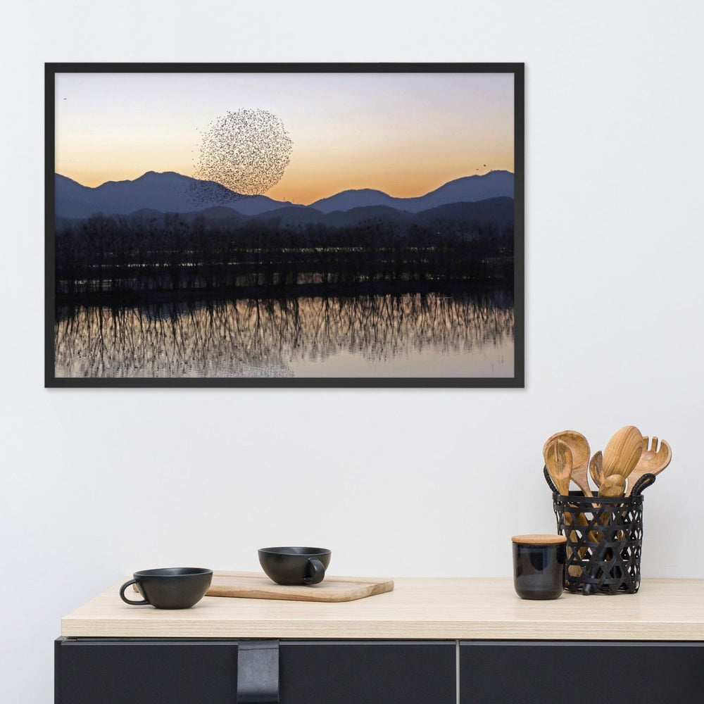 Sonnenuntergang im Junam-Wasserreservoir - Poster im Rahmen artlia
