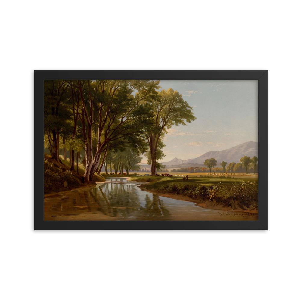 Bach durch Conway Wiesen - Poster im Rahmen schwarz / 30x45 cm artlia
