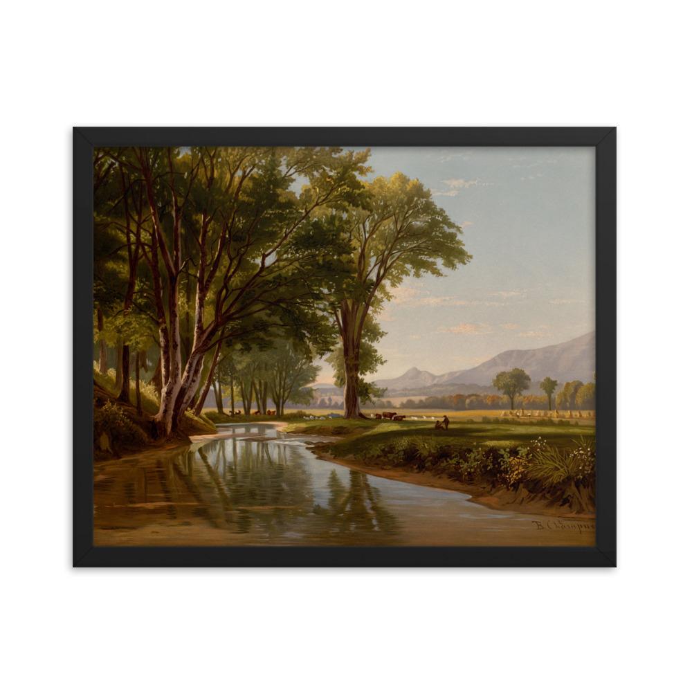 Bach durch Conway Wiesen - Poster im Rahmen schwarz / 41x51 cm artlia