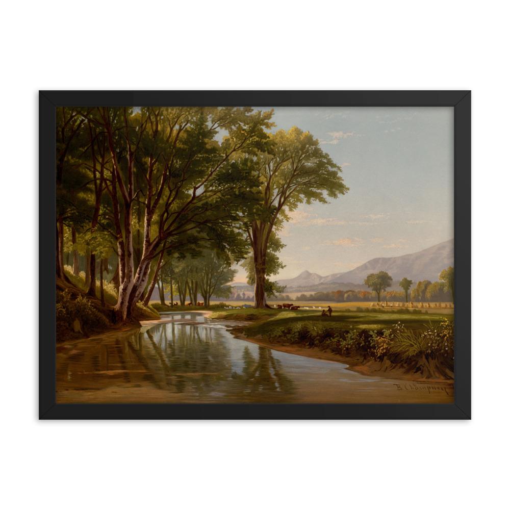 Bach durch Conway Wiesen - Poster im Rahmen schwarz / 30x41 cm artlia