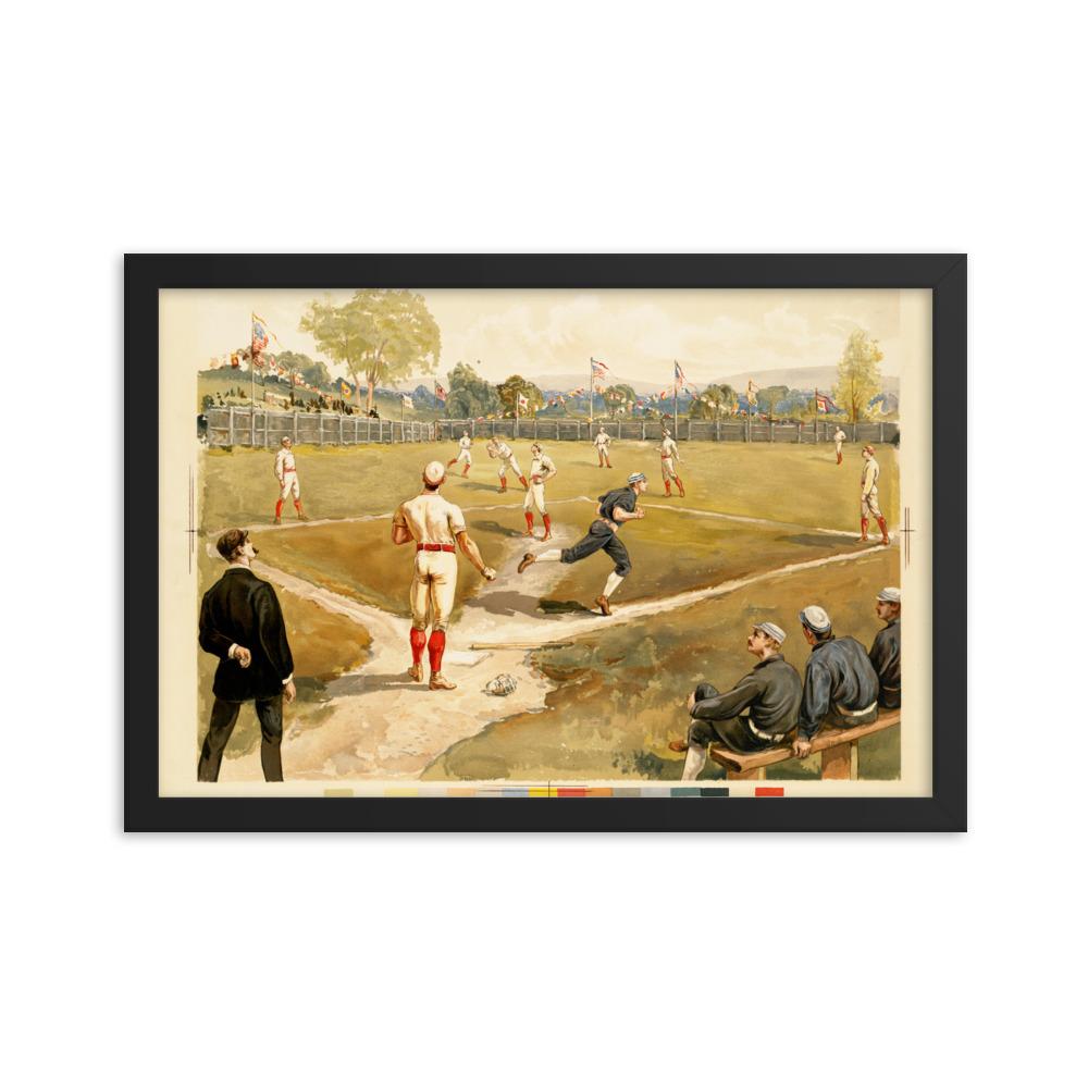 Baseball des 19. Jahrhunderts - Poster im Rahmen schwarz / 30x45 cm artlia