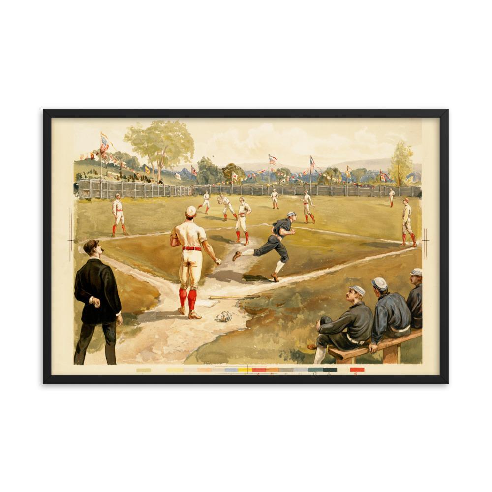 Baseball des 19. Jahrhunderts - Poster im Rahmen schwarz / 61x91 cm artlia