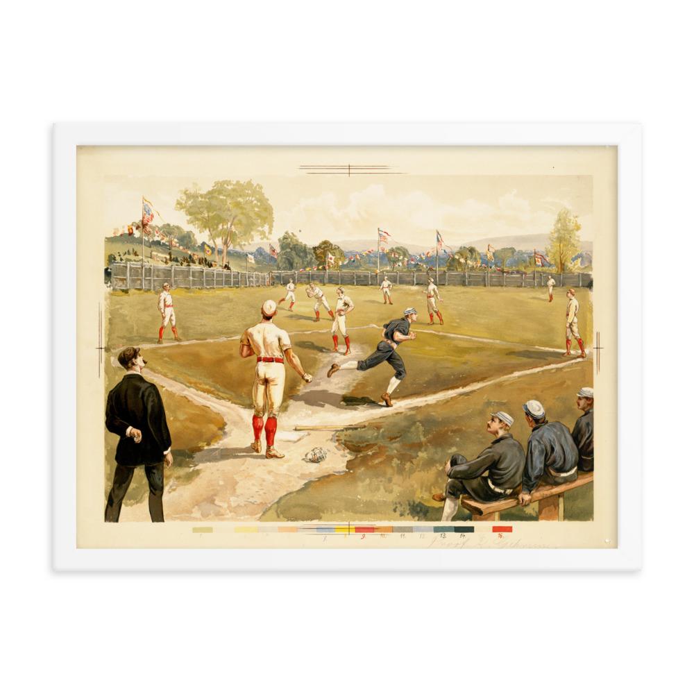 Baseball des 19. Jahrhunderts - Poster im Rahmen weiß / 30x41 cm artlia