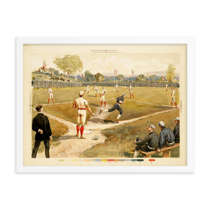 Baseball des 19. Jahrhunderts - Poster im Rahmen weiß / 30x41 cm artlia