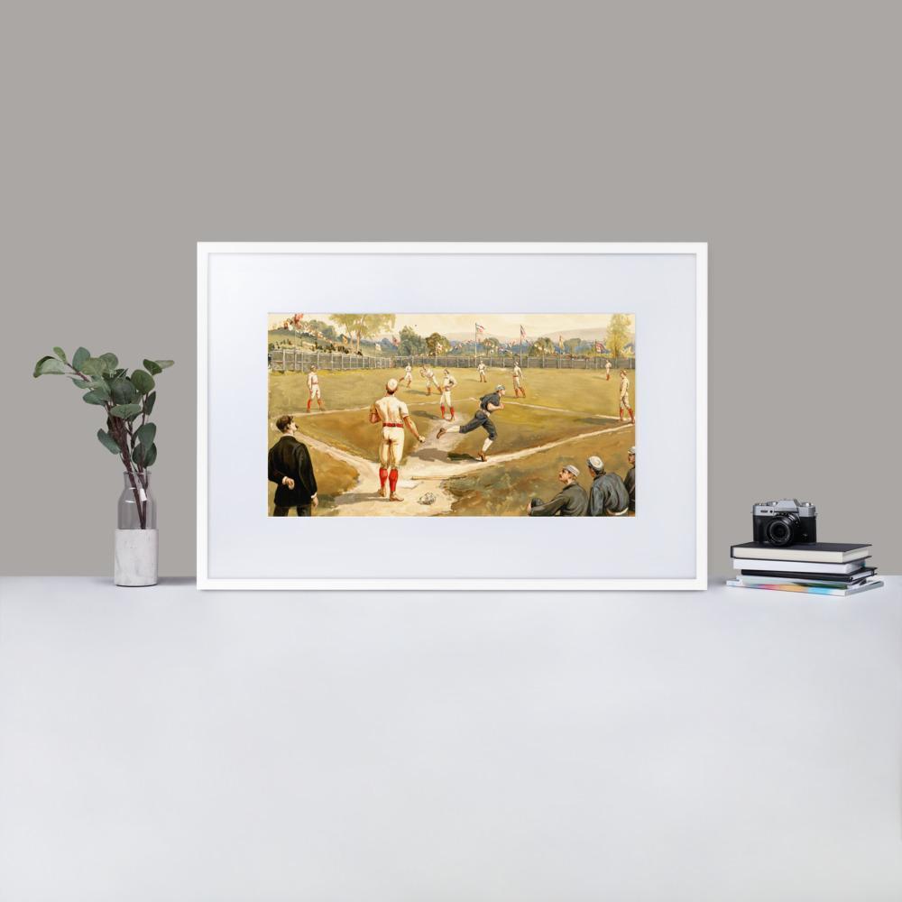 Baseball des 19. Jahrhunderts - Poster im Rahmen mit Passepartout artlia