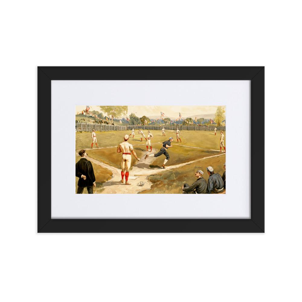 Baseball des 19. Jahrhunderts - Poster im Rahmen mit Passepartout schwarz / 21×30 cm artlia